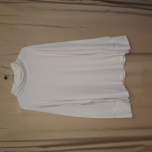 Women's stretchy cream lightweight mockneck sweater. Drop shoulder. Size 6XL